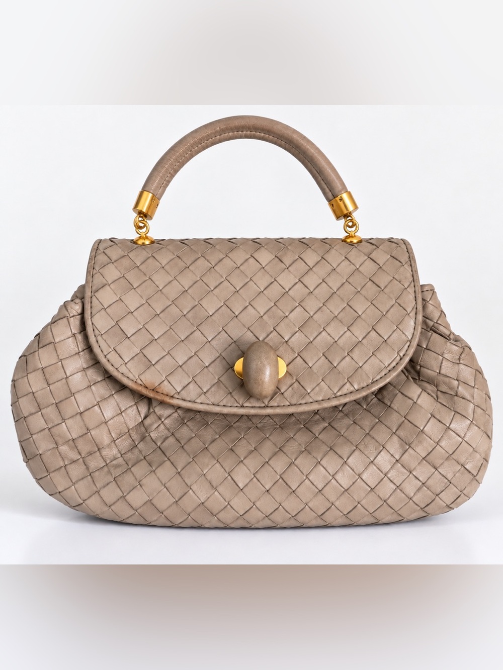 Bottega Veneta Vintage Intrecciato Woven Leather Top Handle Bag